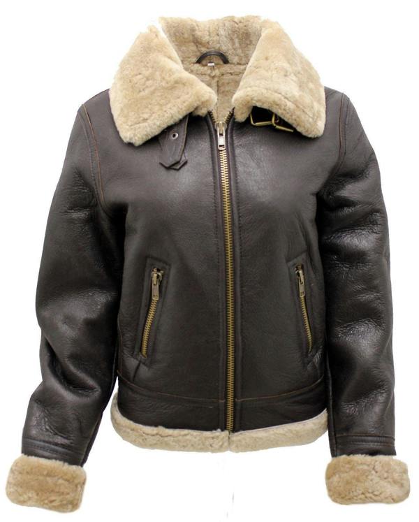 Infinity Leather Womens Brown B3 Sheepskin Leather Flying Jacket-Kayseri