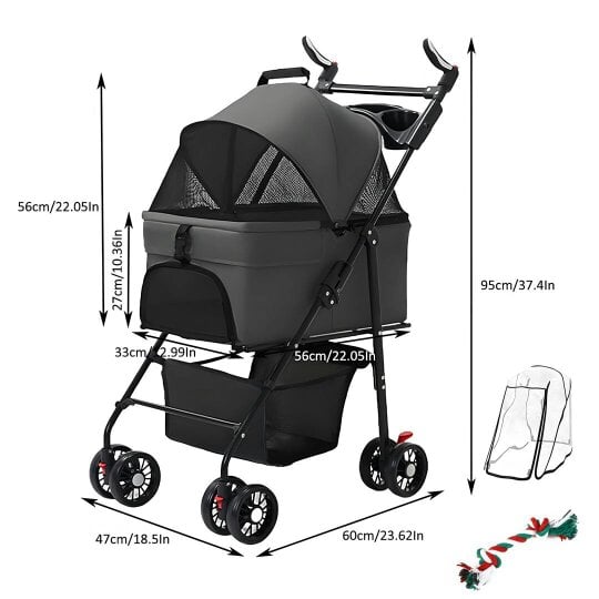 Havendro Pet Stroller Dog Cat Folding Pet Stroller Travel Cart Jogging Carrier Cover Tool