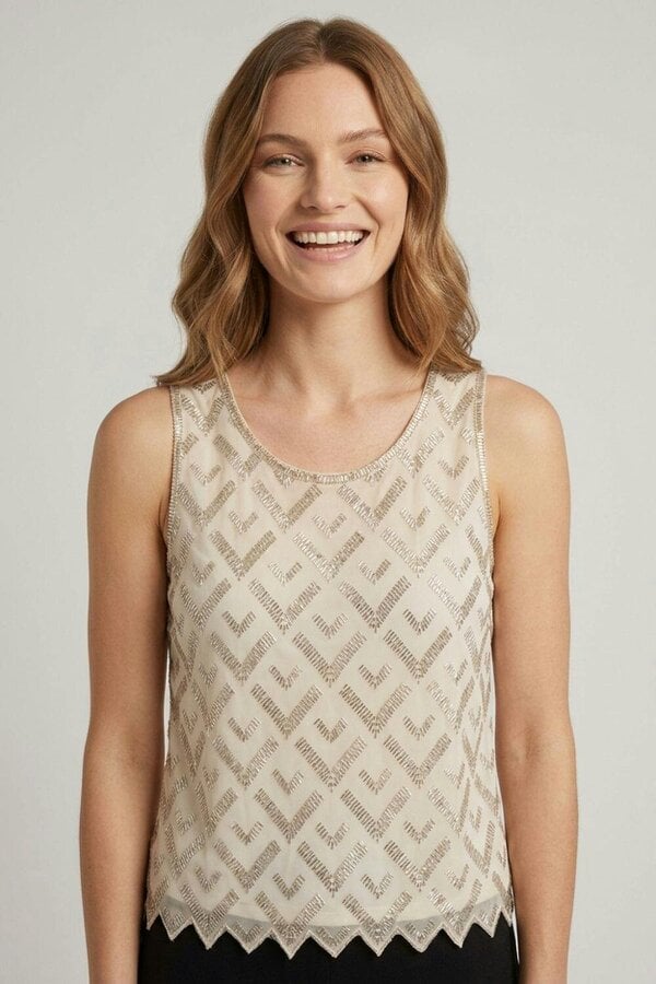 Izabel London Bead Embellished Sleeveless Top