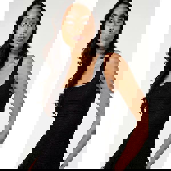 Pink Vanilla Lace Square Neck Dress - Black