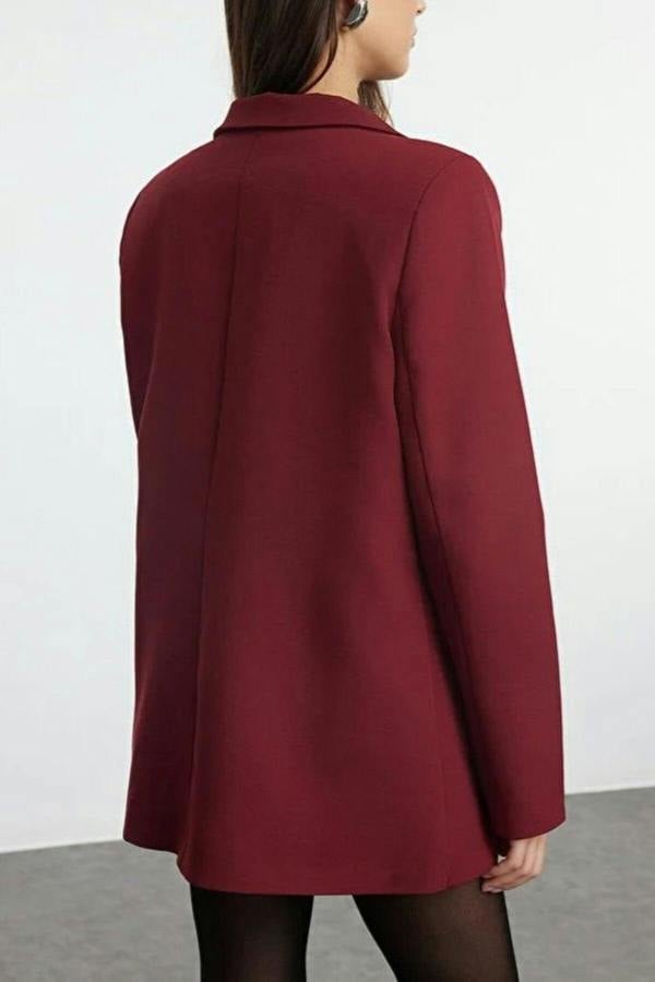 WOVCOR Lined Woven Blazer Jacket with Button Detail