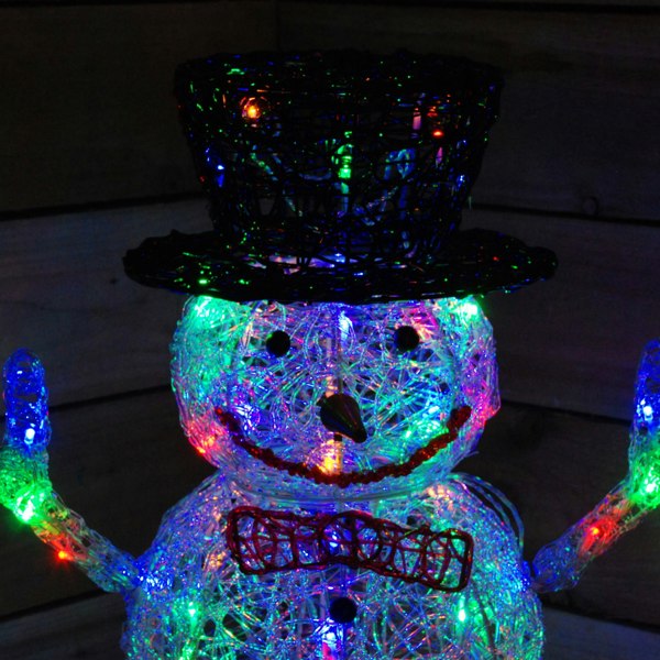 Samuel Alexander LIGHT UP 76cm ACRYLIC Christmas SNOWMAN with 88 MULTI COLOUR LED Lights