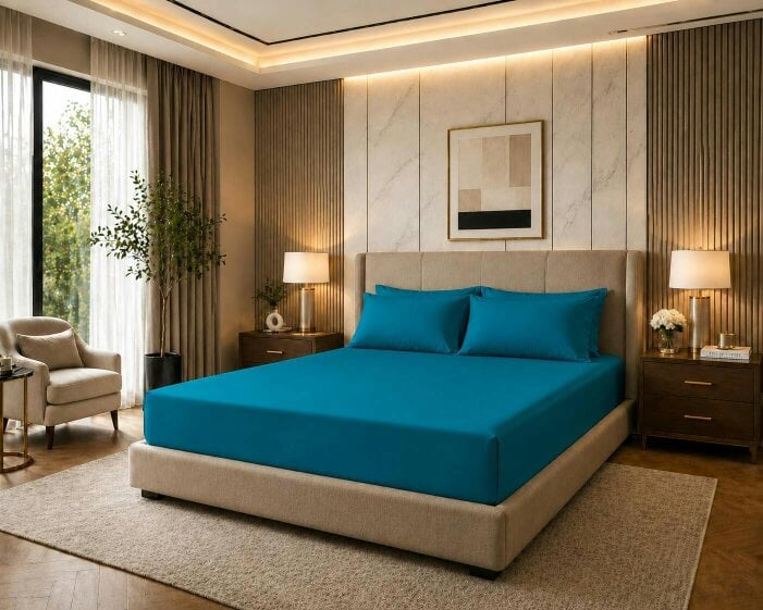 Night Zone 180 Thread Count Percale Extra Deep Fitted Sheet 40cm – Non Iron Polycotton Bed Sheet - Teal