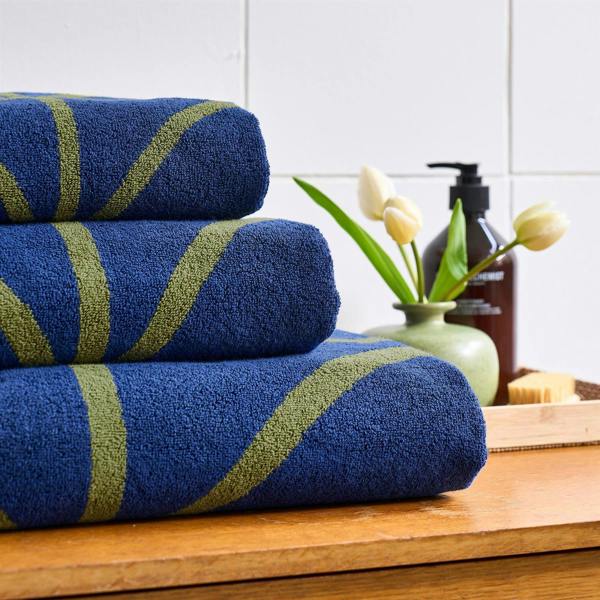 Orla Kiely Linear Stem Navy-Olive Hand Towel 50x90cm