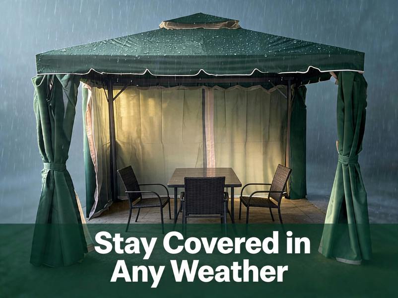 Shatchi Green Gazebo with Nets Aluminium Frame and Powder coated Steel Roof,3x4x2.75m