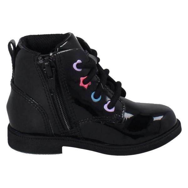 Clarks Girls Clarks Square Toe Patent Military Style Boots Oaklyn Charm
