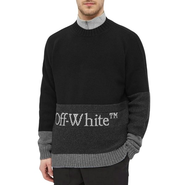 Off-White Blocked Logo Black Knit Jumper L