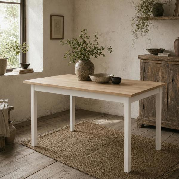 Wyld Haus Sasoroma Solid Wood Natural 4 Seater Farmhouse Style Dining Table