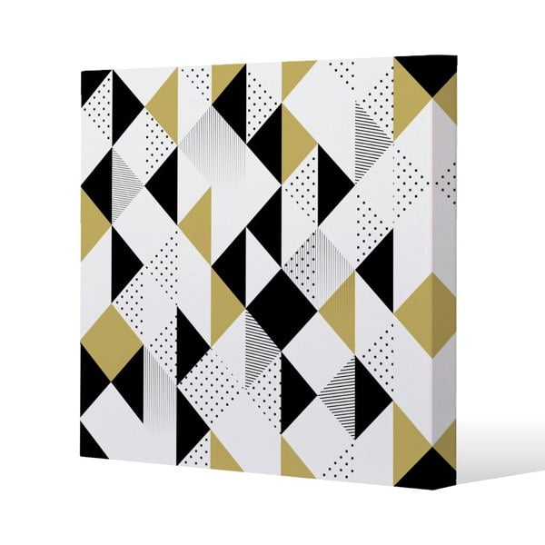 Benjamin Tate Design Gold & Black Geometric Triangles (Canvas Print)