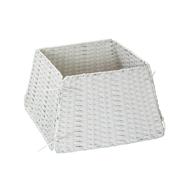 Samuel Alexander 47cm x 46cm Samuel Alexander Foldable Faux Rattan Christmas Tree Skirt in White