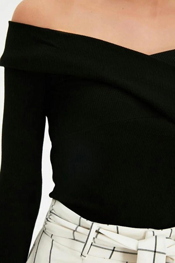 WOVCOR Carmen Collar Ribbed Knit Bodysuit