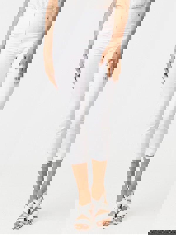 PennyPlain Cropped Bengaline Capri Trousers - White