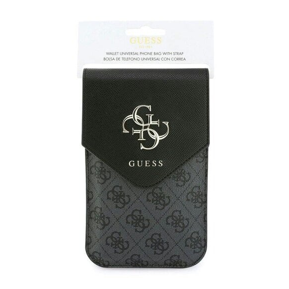 Guess PU Leather Grained 4G Metal Logo Universal Phone Bag Black - GUWBPG4L4CNK