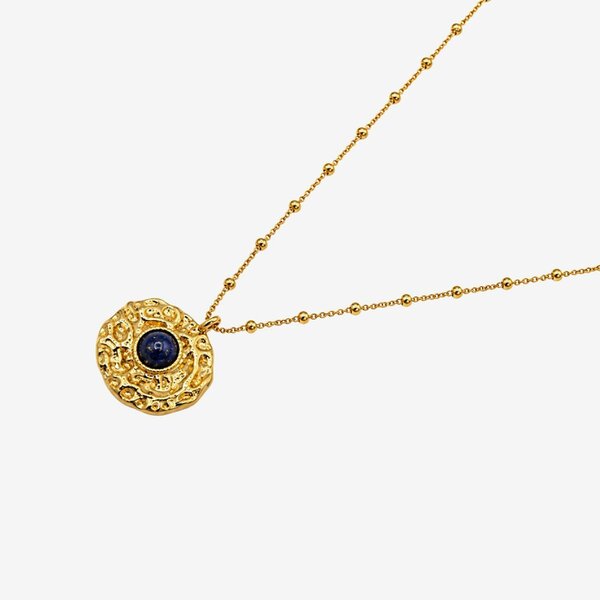 Uchi & Soto Kin Molten Gold and Navy Stone Pendant Necklace