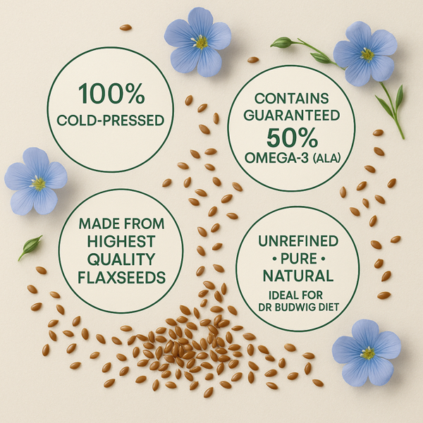 Ol'Vita Linseed | Flaxseed Oil for Dr Budwig Diet | Cold Pressed | Unrefined