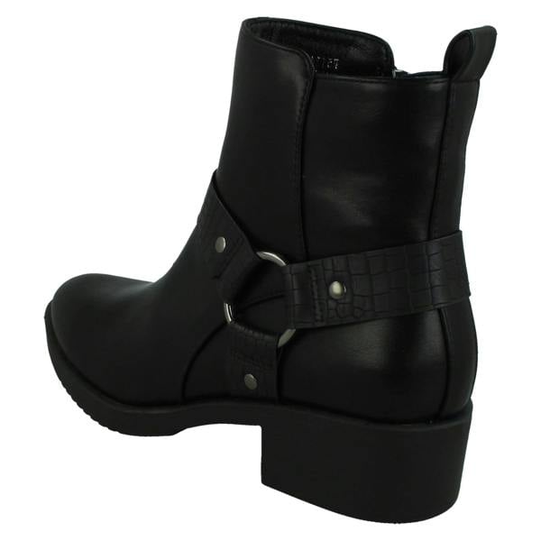 Spot On Ladies Spot On Low Ankle Boots with Ring Trim Strap F51240