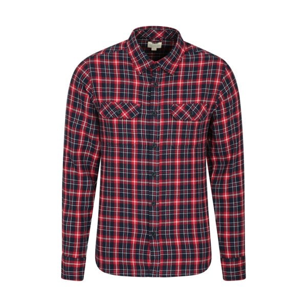 Mountain Warehouse Mens Trace Flannel Long-Sleeved Shirt - Active Red