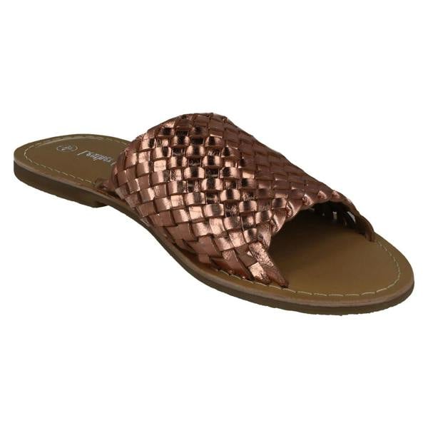 Leather Collection Ladies Leather Collection Flat Weave Vamp Mules F00192