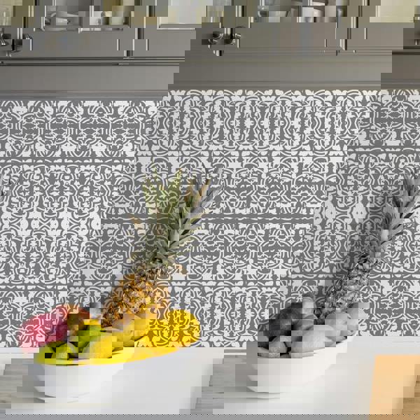 WT1539 - Cement Antique Floral Tulip Pattern Tiles Wall Stickers Set 2 - 15 x 15 cm (6 x 6 inches) - 24 pcs