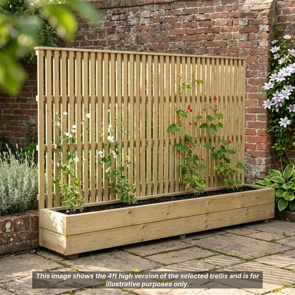 Premier Garden Supplies Tuscany Fence Panel Topper Garden Trellis 6ft x 1-4ft Vertical Decorative Flat Top Fencing Wall-Mount Privacy Screen - Wood - 3, 4 or 5 - 4 Pack Height: 3ft x Width: 6ft (182.8cm) x 4 Pack