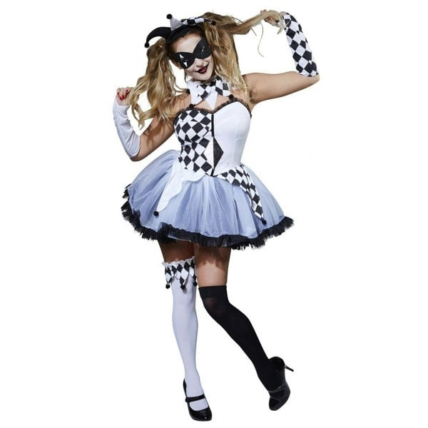 Bristol Novelty Women's Jesterella Costume - White/Black