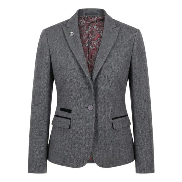 IMW-03 - Women's Grey Tweed Herringbone Blazer Waistcoat-TruClothing