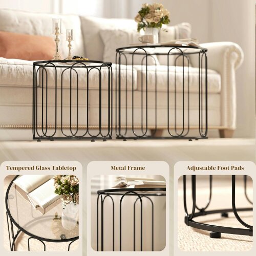 Wyld Haus Roro Metal Black Set Of 2 Elliptical Cut Out Nesting Tables