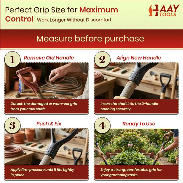 HAAY TOOLS Heavy Duty Plastic Replacement Handle for Spade, Shovel, Garden Fork & Axe – Durable Universal Garden Tool Handle, Strong Grip, Easy Fit
