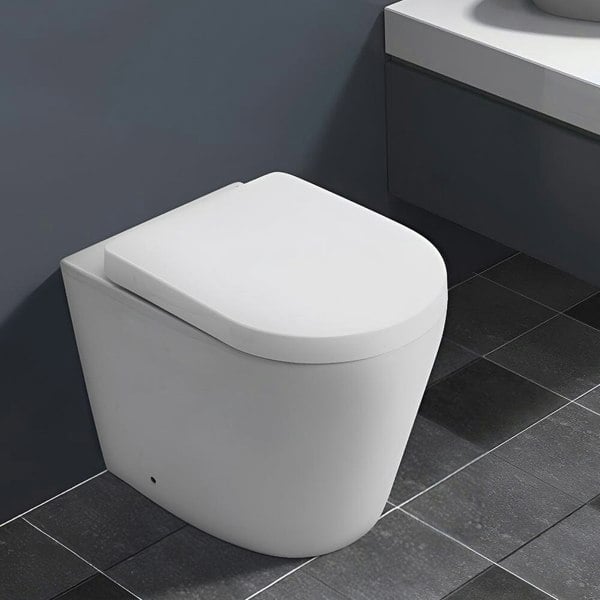 35cm W White Bathroom Wall Mounted Elongated Toilet Toilet Living and Home