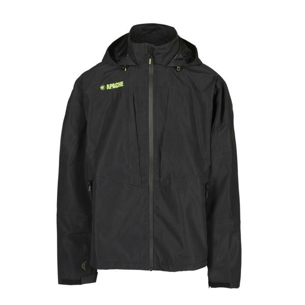 Apache Ottowa Mens Jacket Lightweight Work Jacket Coat, black with neon green accents and zipper pockets.