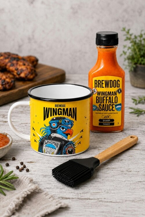 Kimm and Miller BrewDog 'Wingman' Mug Basting Brush and Sauce Gift Set