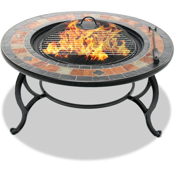 Centurion Supports LANIAKA Lavish Garden and Patio Heater Fire Pit Brazier, Coffee Table, Barbecue and Ice Bucket with Slate Tiles