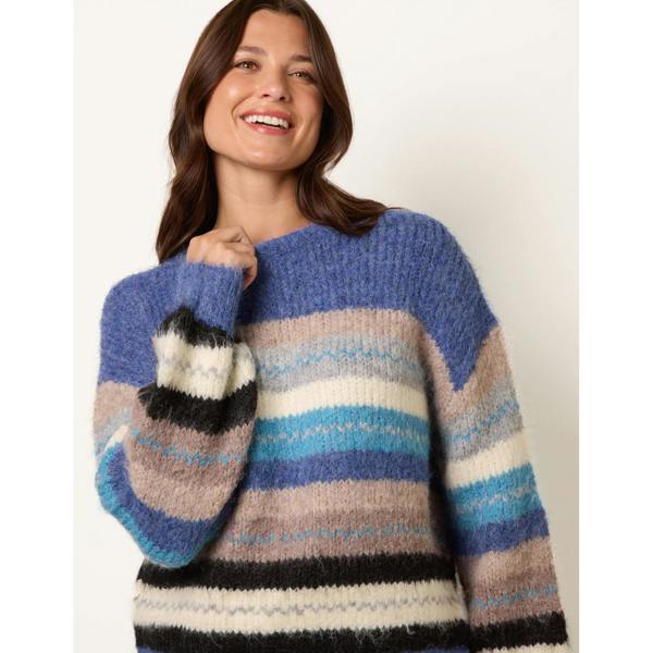 Blue Vanilla Striped Round Neck Knit Jumper