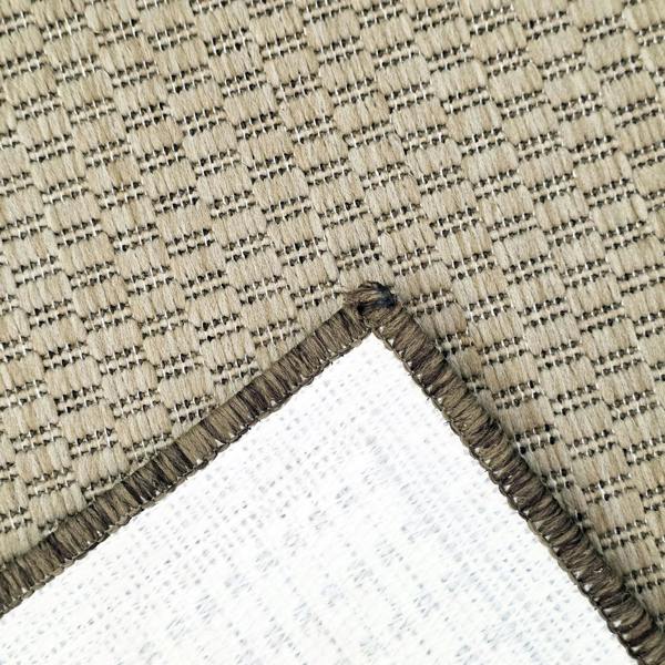 Non-Slip Beige Brown Rug Flat Weave Border Design Kitchen Dining Room Living Room Area Mat