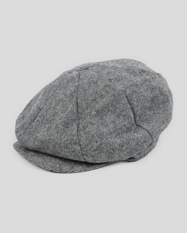 Steel & Jelly Men’s Elsted Black Twill 8 Panel Baker Boy Cap