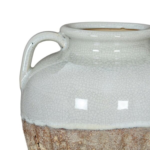 Wyld Haus Stonewild Medium Amphora White and Sand Textured Ceramic Vase with Handles