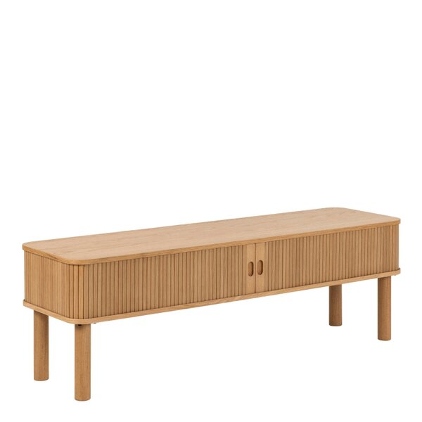 Wyld Haus Copenhagen Natural Oak Wood Etched TV Unit 2 Tambour Doors