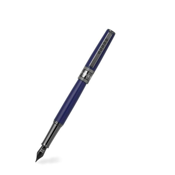 Tom Hessin Rebel Collection Oxford Blue Fountain Pen With Gunmetal Trim & PVD Black Fine Nib
