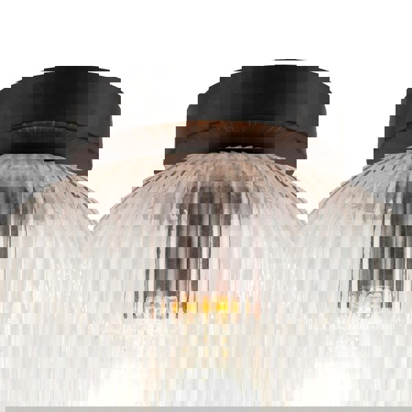 Contemporary Matte Black Ceiling Light with Clear Ribbed Glass Shade Image 4