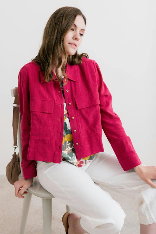 Lily & Me Grasslands Linen Blend Jacket Boysenberry