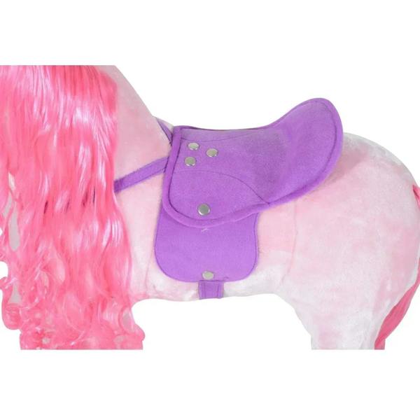 Plush Walking Horse Ride On Toy with Wheels and Realistic Sounds Rocking Horse for Girls Boys 2+ Years Old, 50cm Tall, Pink