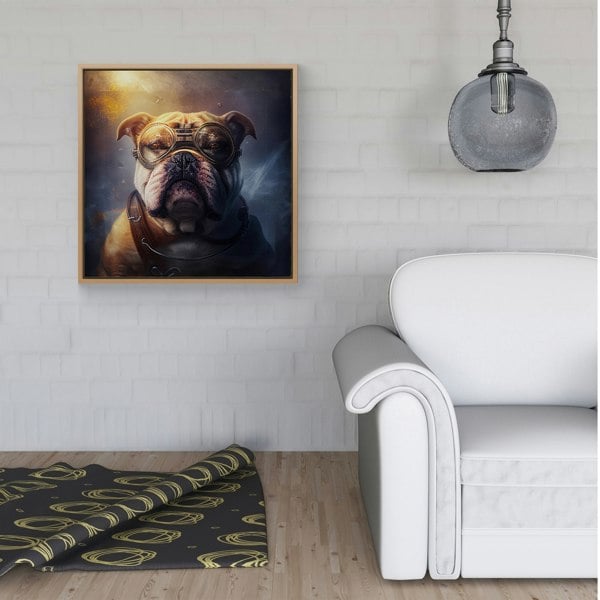 Warren Reed Bulldog Splash Art Golden Framed Canvas