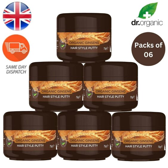 Dr Organic Dr. Organic Ginseng Hair Style Putty 75g – Pack of 1, 2, 4 or 6 - Pack of 6