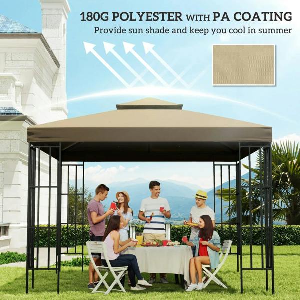 Beige double-tier gazebo top cover canopy replacement roof over outdoor seating