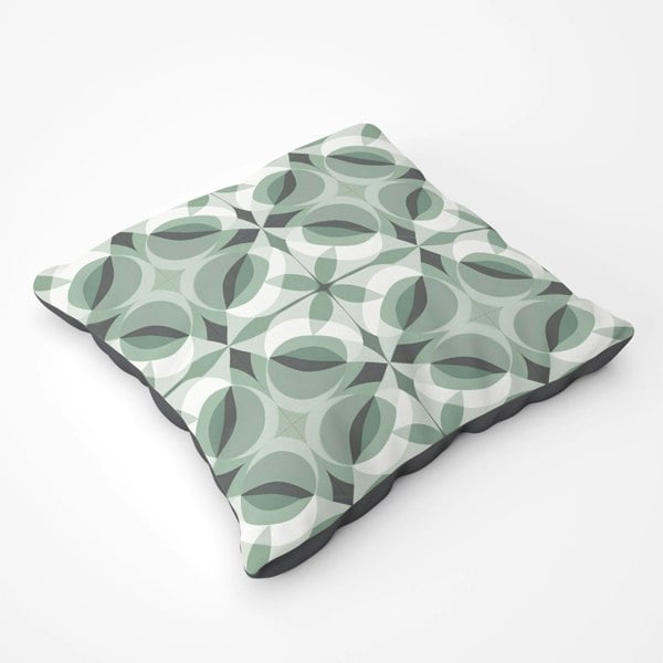 Warren Reed Geometric Green Grey Floor Cushion