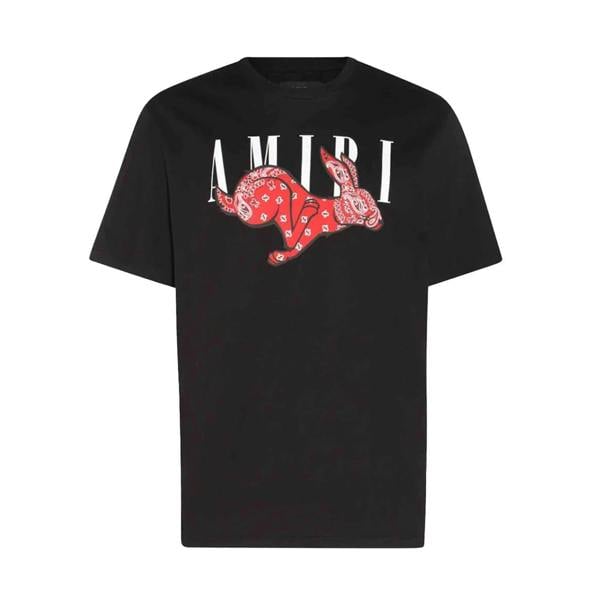 Amiri CNY Bandana Rabbit Print T-Shirt   in  Black