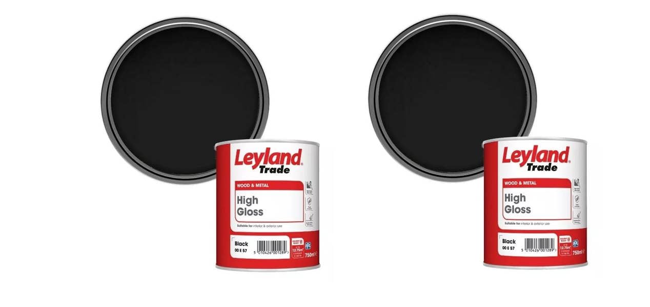 Leyland Trade High Gloss Paint Black 750ml Pack of 2
