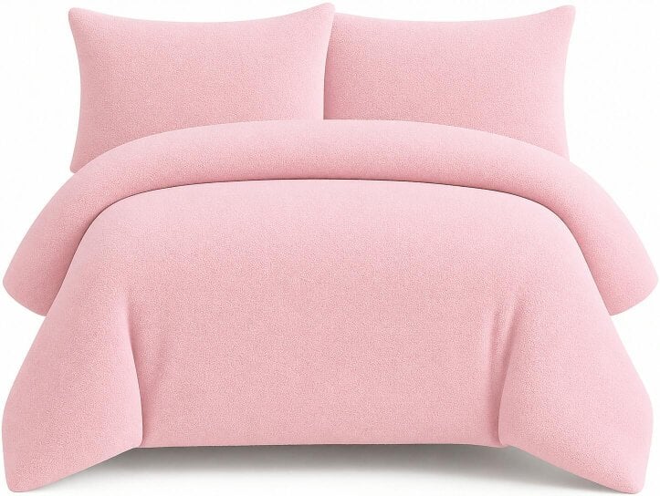 Night Zone Teddy Fleece Duvet Cover Set – Soft Warm Teddy Bear Bedding with Pillowcases