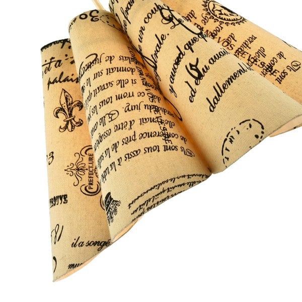 Vintage France Theme Linen Pendant Shade with Black Scroll Wording Image 3