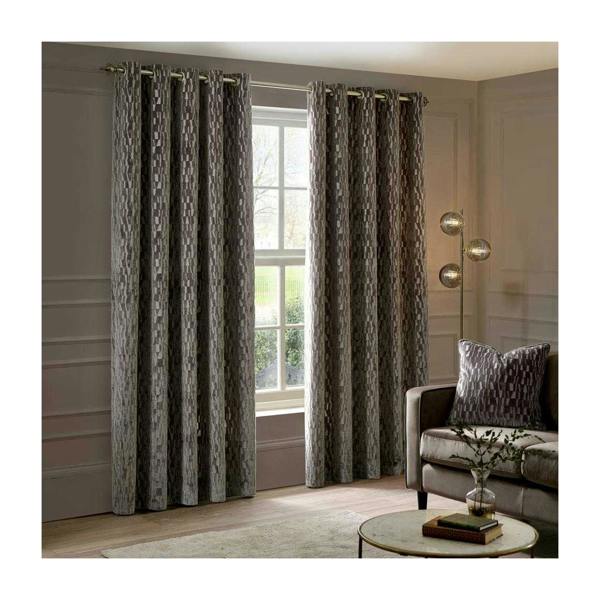Paoletti Manhattan Velvet Eyelet Curtains - Mink - 